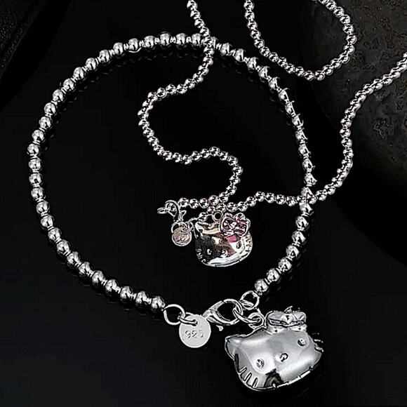 Stampd Jewelry - Hello Kitty Sterling Silver Beaded Bracelet Necklace Set